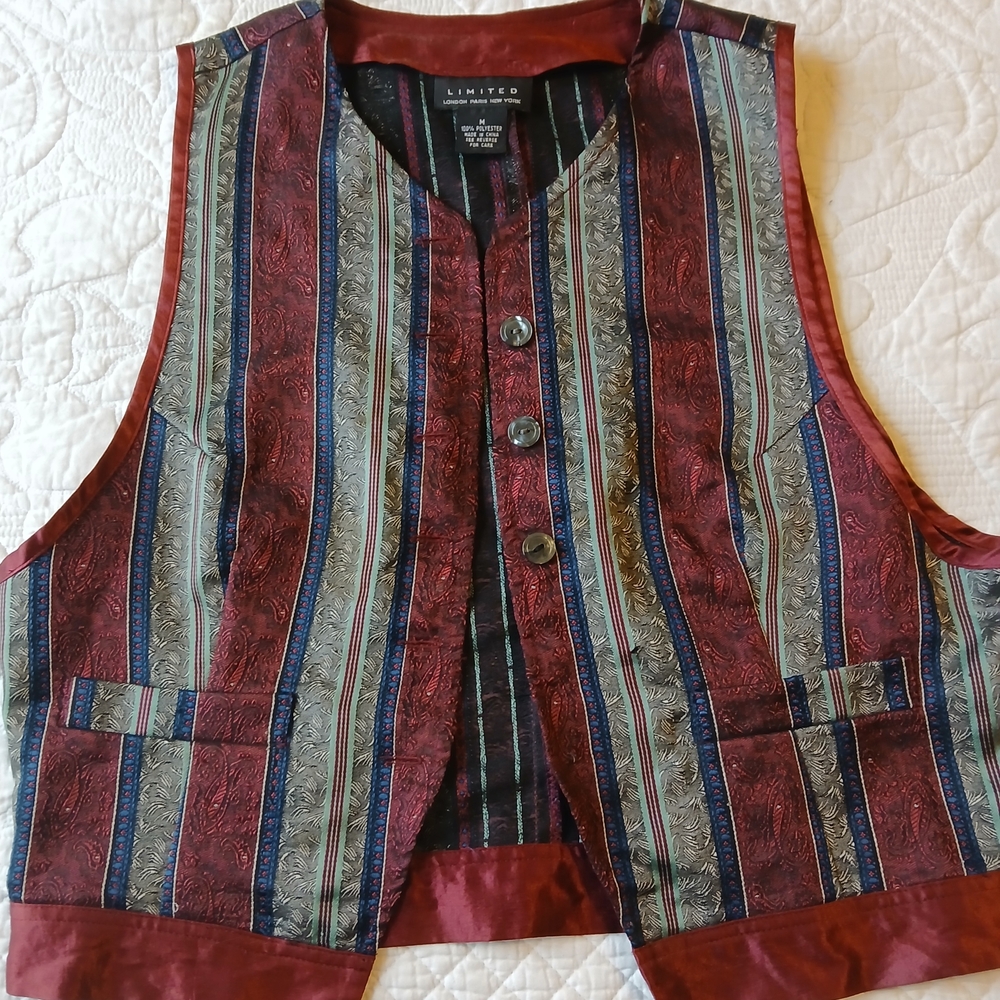 The Limited Vintage Burgundy Striped Vest